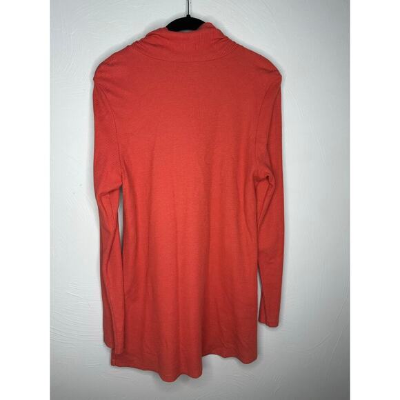 Soft Surroundings Ribbed Ruched Mock Turtleneck Tunic Size Medium Orange A-Line - Picture 2 of 7